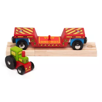 Bigjigs Rail - Vagon traktorral + 2 sín - JátékManufaktúra