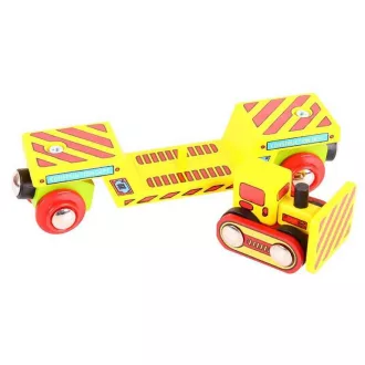 Bigjigs Rail - Vagon buldózerrel + 2 sín - JátékManufaktúra