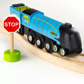Bigjigs Rail - Fa mozdony replika Mallard + 3 sín - JátékManufaktúra