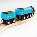 Bigjigs Rail - Fa mozdony replika Mallard + 3 sín - JátékManufaktúra