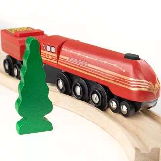 Bigjigs Rail - Mozdony replika Duchess of Hamilton + 3 sín - JátékManufaktúra