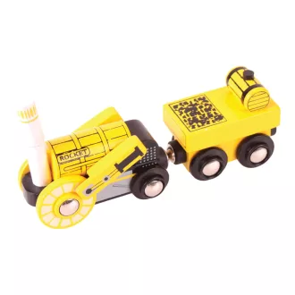 Bigjigs Rail - Történelmi mozdony replika Rocket + 2 sín - JátékManufaktúra