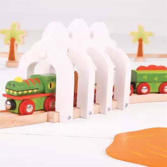 Bigjigs Rail - Dínó vonat + 3 sín - JátékManufaktúra