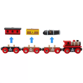 Bigjigs Rail - Kalózvonat + 3 sín - JátékManufaktúra