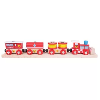 Bigjigs Rail - Tűzoltó vonat + 3 sín - JátékManufaktúra