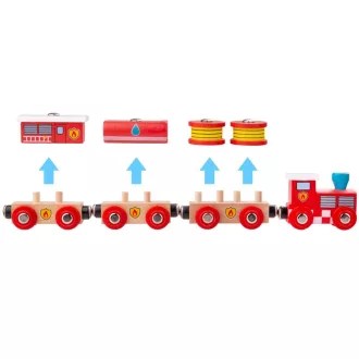 Bigjigs Rail - Tűzoltó vonat + 3 sín - JátékManufaktúra