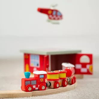 Bigjigs Rail - Tűzoltó vonat + 3 sín - JátékManufaktúra