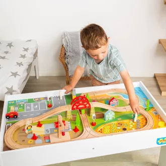 Bigjigs Rail - Fa vonatpálya asztallal - JátékManufaktúra