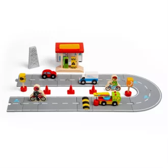 Bigjigs Rail - Fa közúti kiegészítők - JátékManufaktúra