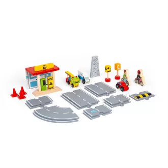 Bigjigs Rail - Fa közúti kiegészítők - JátékManufaktúra