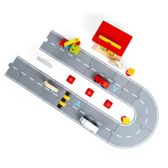 Bigjigs Rail - Fa közúti kiegészítők - JátékManufaktúra