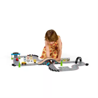 Bigjigs Rail - Versenynap fa autópálya - JátékManufaktúra
