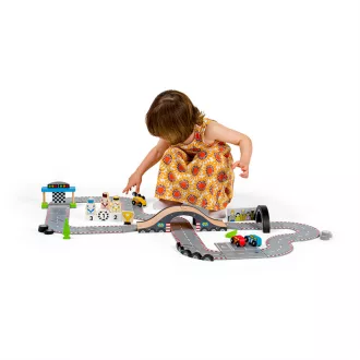 Bigjigs Rail - Versenynap fa autópálya - JátékManufaktúra