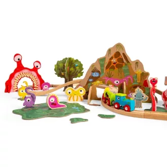 Bigjigs Rail - Szörnyek fa vonatpálya - JátékManufaktúra