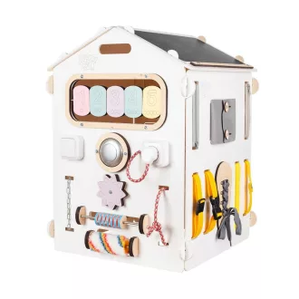 BusyKids - Activity board házikó pasztell fehér - JátékManufaktúra