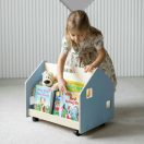 BusyKids - Kétoldalas gurulós könyvespolc, kék - JátékManufaktúra