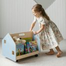 BusyKids - Kétoldalas gurulós könyvespolc, kék - JátékManufaktúra