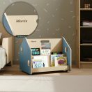 BusyKids - Kétoldalas gurulós könyvespolc, kék - JátékManufaktúra