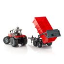 Bruder - Massey Ferguson traktor billenős pótkocsival, piros - JátékManufaktúra