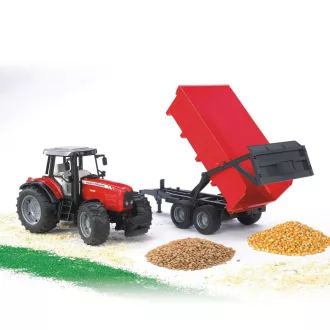 Bruder - Massey Ferguson traktor billenős pótkocsival, piros - JátékManufaktúra