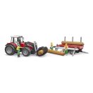 Bruder - Massey Ferguson 7480 traktor homlokrakodóval és rönkszállítóval - JátékManufaktúra