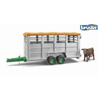 Bruder - Állatszállító pótkocsi tehénfigurával - JátékManufaktúra