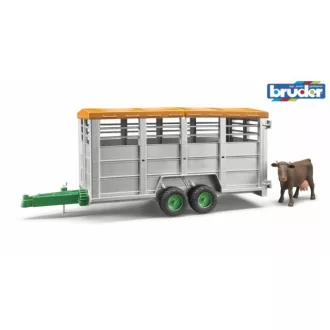 Bruder - Állatszállító pótkocsi tehénfigurával - JátékManufaktúra