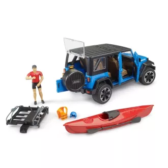 Bruder - Jeep Wrangler Rubicon kajakkal és figurával (1:16) - JátékManufaktúra
