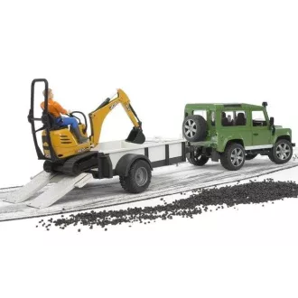 Bruder - Land Rover szállítóval és JCB mini kotrógéppel - JátékManufaktúra