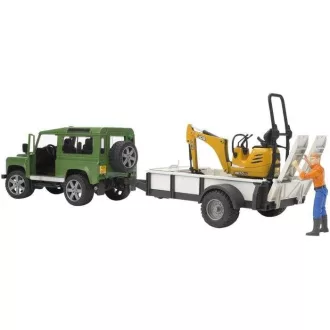 Bruder - Land Rover szállítóval és JCB mini kotrógéppel - JátékManufaktúra