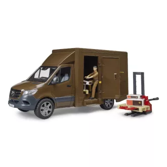 Bruder - UPS Mercedes-Benz Sprinter furgon figurával és kiegészítőkkel - JátékManufaktúra