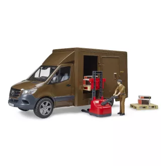 Bruder - UPS Mercedes-Benz Sprinter furgon figurával és kiegészítőkkel - JátékManufaktúra