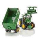 Traktor John Deere 7R 350 s čelným nakladačom a tandemovým prepravným prívesom - poškodený obal