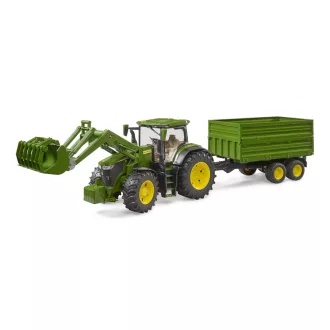 Bruder - John Deere 7R 350 traktor homlokrakodóval és tandem szállítópótkocsival - JátékManufaktúra