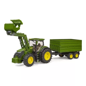 Bruder - John Deere 7R 350 traktor homlokrakodóval és tandem szállítópótkocsival - JátékManufaktúra