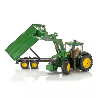 Bruder - John Deere 7R 350 traktor homlokrakodóval és tandem szállítópótkocsival - JátékManufaktúra