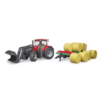 Bruder - Case IH Optum 300 CVX traktor homlokrakodóval és bálaszállítóval - JátékManufaktúra