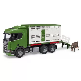 Bruder - Scania állatszállító tehénfigurával - JátékManufaktúra