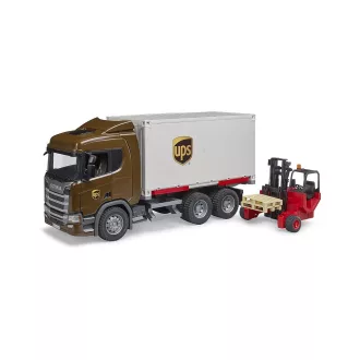 Bruder - Scania UPS logisztikai jármű targoncával - JátékManufaktúra