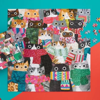 Galison - Puzzle: Téli macskák (500 db) - JátékManufaktúra