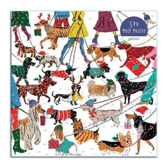 Galison - Téli kutyák puzzle - 500 darabos - JátékManufaktúra