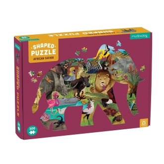 Mudpuppy - Afrikai szafari elefánt alakú puzzle, 300 db - JátékManufaktúra