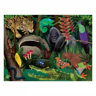 Mudpuppy - Kétoldalas puzzle: Esőerdő fent és lent, 100 db - JátékManufaktúra
