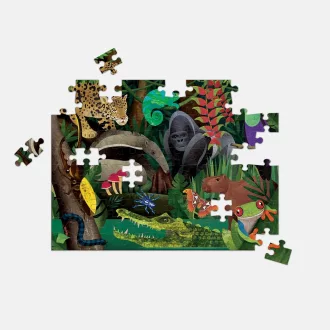 Mudpuppy - Kétoldalas puzzle: Esőerdő fent és lent, 100 db - JátékManufaktúra