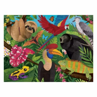 Mudpuppy - Kétoldalas puzzle: Esőerdő fent és lent, 100 db - JátékManufaktúra