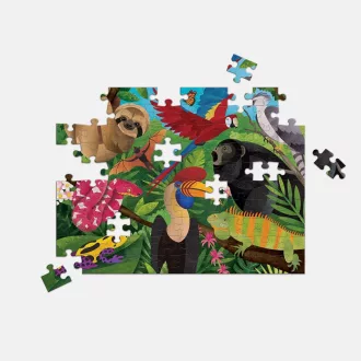 Mudpuppy - Kétoldalas puzzle: Esőerdő fent és lent, 100 db - JátékManufaktúra