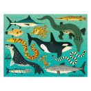 Mudpuppy - Kétoldalas puzzle: Szárazföldi és tengeri ragadozók, 100 db - JátékManufaktúra