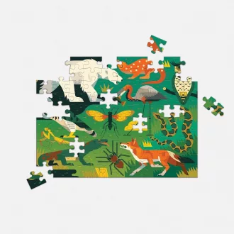 Mudpuppy - Kétoldalas puzzle: Szárazföldi és tengeri ragadozók, 100 db - JátékManufaktúra