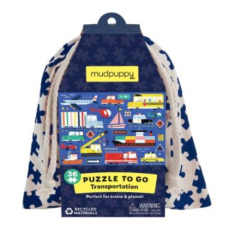 Mudpuppy - Közlekedési eszközök vászonzsákban puzzle, 36 db - JátékManufaktúra