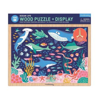 Mudpuppy - Fa puzzle Élet az óceánban állvánnyal, 100 db - JátékManufaktúra